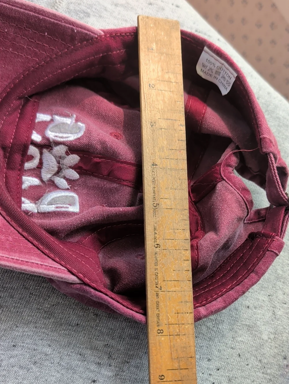 Dog Mom Hat Embroidered white Letters Baseball Cap Burgundy pony tail hole OS